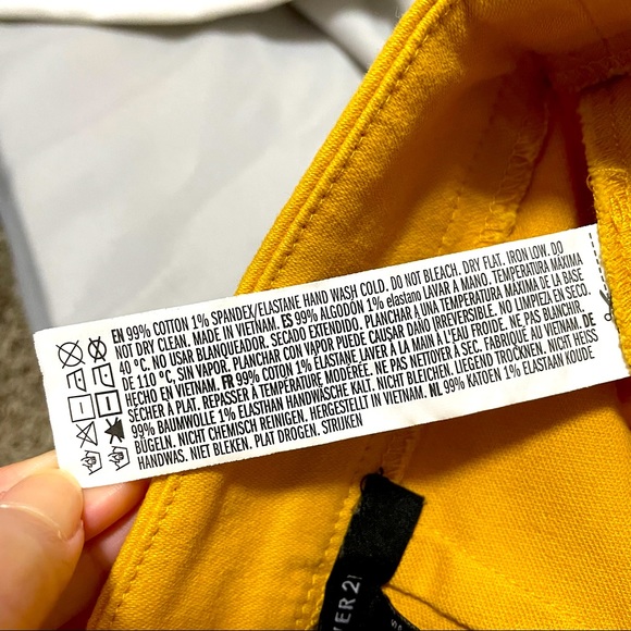 Solid Golden Yellow High Waist Button Front Mini Pencil A-Line Skirt | Size S - Picture 7 of 7